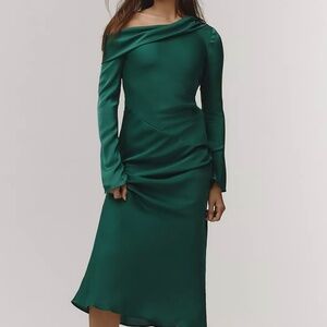 NIA Claire Off-The-Shoulder Slip Midi Dress